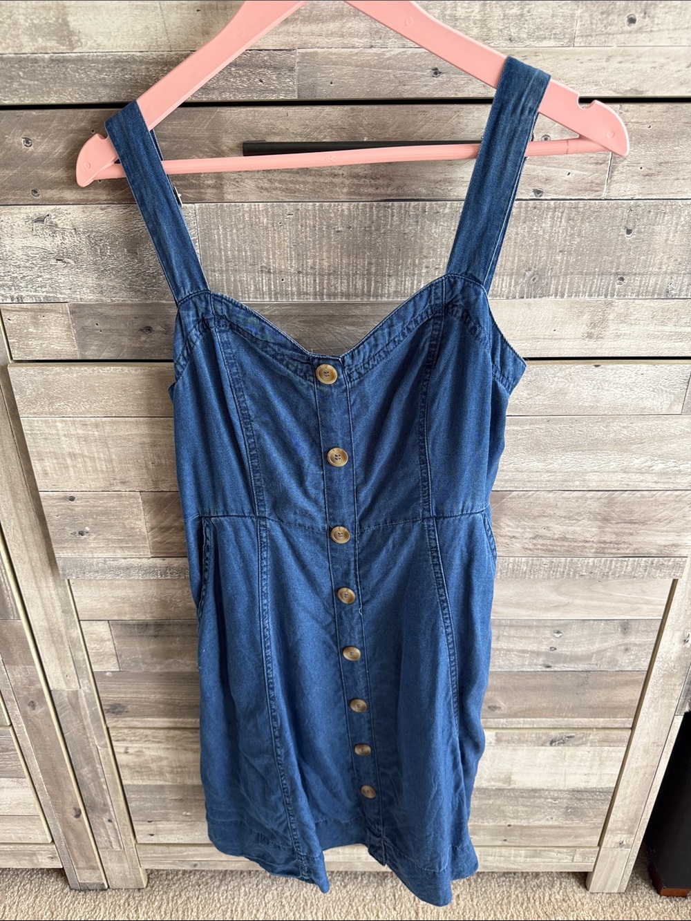 Blu Pepper Blue Denim Button-Front Mini Dress